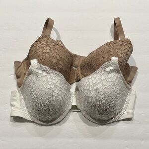 Warner’s Lace Underwire Bra Set - White and Nude size 36C